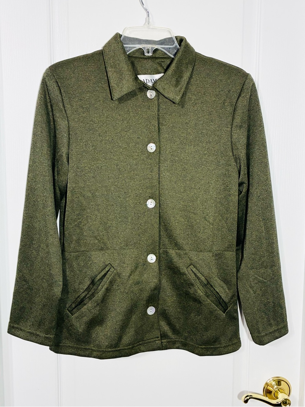 NEW Adamo European Designer Olive Knit Lightweight Jacket Size Medium